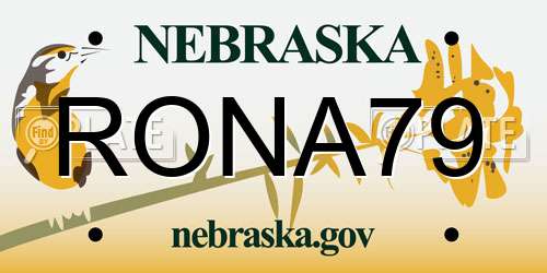RONA79 Nebraska License Plate