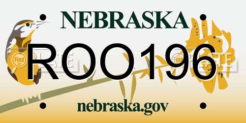 ROO196 Nebraska License Plate