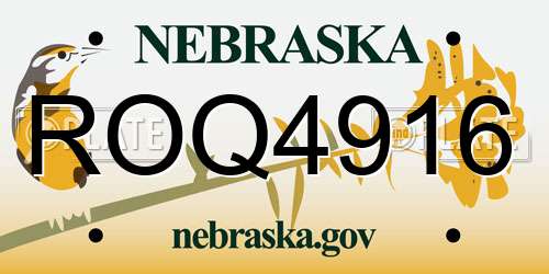 ROQ4916 Nebraska License Plate