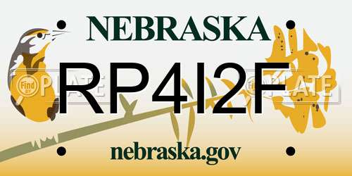 RP4I2F Nebraska License Plate
