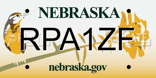 RPA1ZF Nebraska License Plate