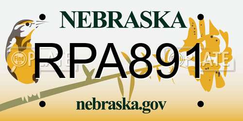 RPA891 Nebraska License Plate