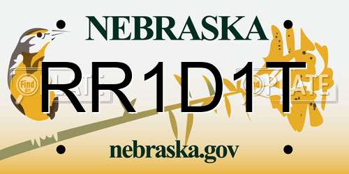 RR1D1T Nebraska License Plate