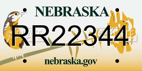 RR22344 Nebraska License Plate