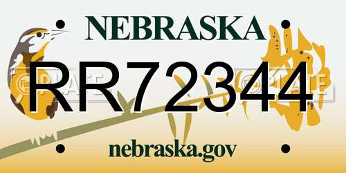 RR72344 Nebraska License Plate