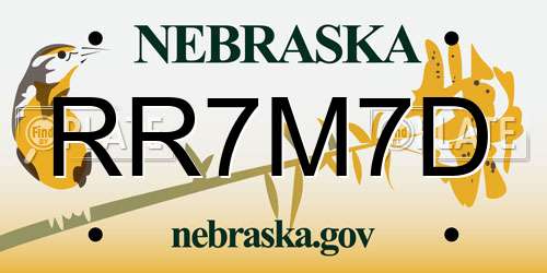RR7M7D Nebraska License Plate
