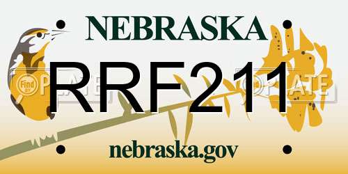 RRF211 Nebraska License Plate
