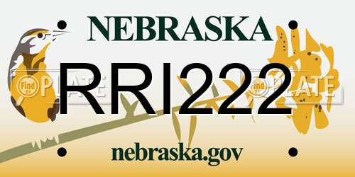RRI222 Nebraska License Plate