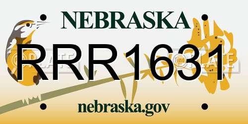 RRR1631 Nebraska License Plate