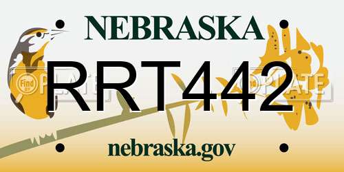 RRT442 Nebraska License Plate