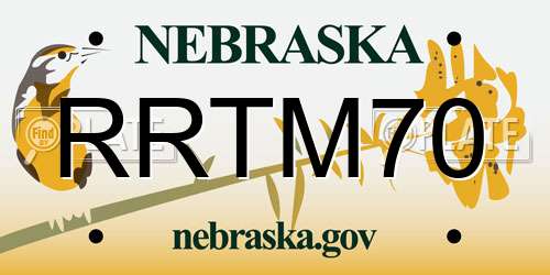 RRTM70 Nebraska License Plate