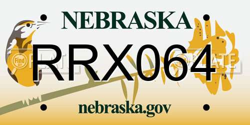 RRX064 Nebraska License Plate