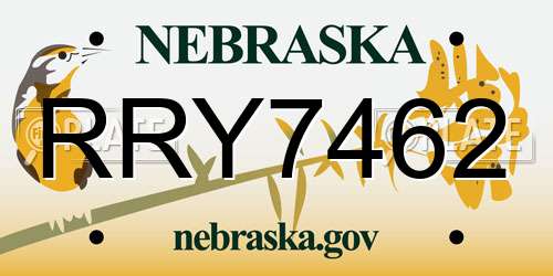RRY7462 Nebraska License Plate