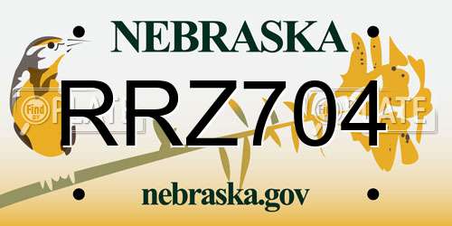 RRZ704 Nebraska License Plate