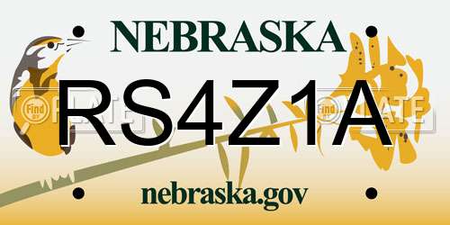 RS4Z1A Nebraska License Plate