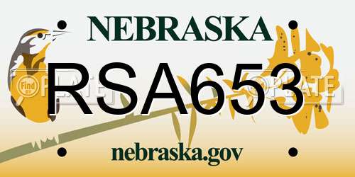 RSA653 Nebraska License Plate