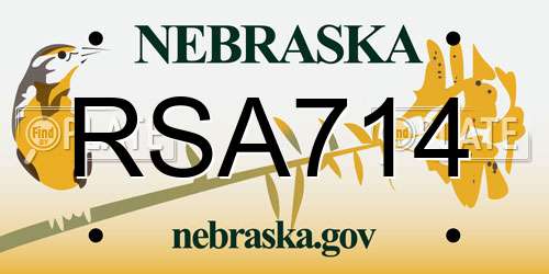 RSA714 Nebraska License Plate