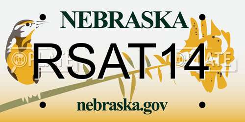RSAT14 Nebraska License Plate
