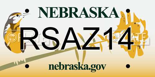 RSAZ14 Nebraska License Plate