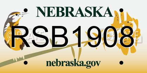 RSB1908 Nebraska License Plate