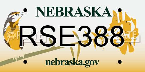 RSE388 Nebraska License Plate