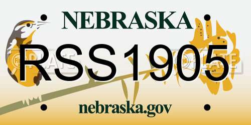 RSS1905 Nebraska License Plate