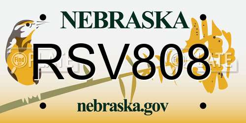 RSV808 Nebraska License Plate