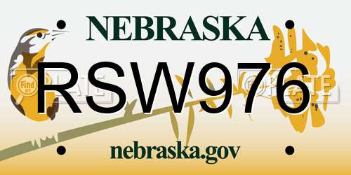 RSW976 Nebraska License Plate