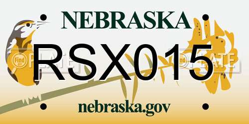 RSX015 Nebraska License Plate