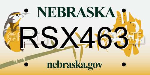 RSX463 Nebraska License Plate