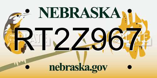 RT2Z967 Nebraska License Plate