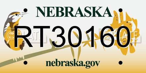 RT30160 Nebraska License Plate