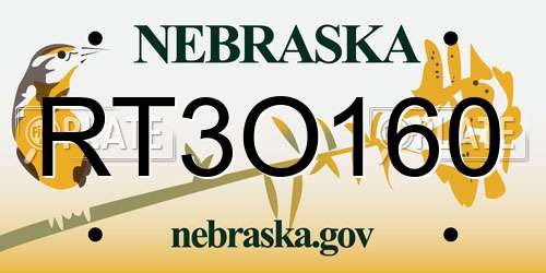 RT3O160 Nebraska License Plate