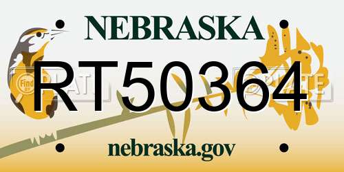 RT50364 Nebraska License Plate