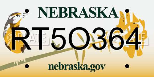 RT5O364 Nebraska License Plate