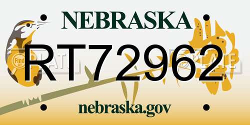 RT72962 Nebraska License Plate