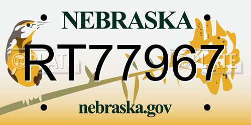 RT77967 Nebraska License Plate