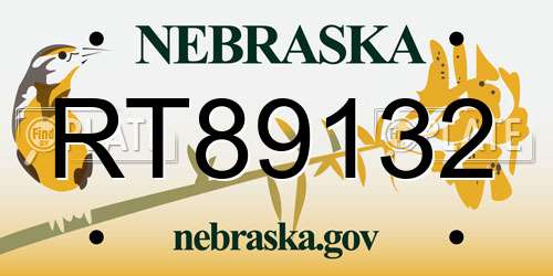 RT89132 Nebraska License Plate