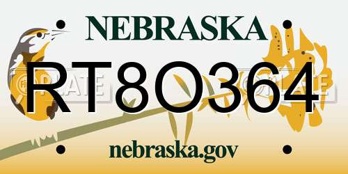 RT8O364 Nebraska License Plate