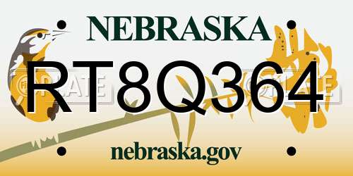 RT8Q364 Nebraska License Plate