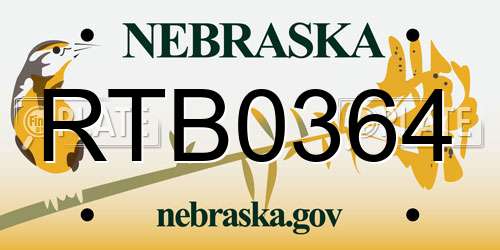 RTB0364 Nebraska License Plate