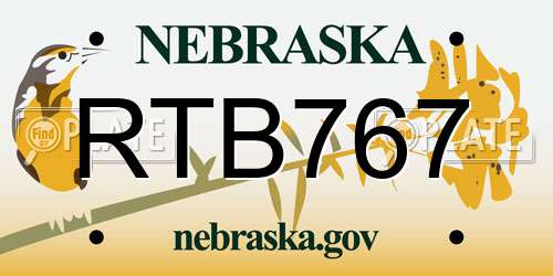 RTB767 Nebraska License Plate
