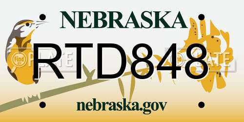 RTD848 Nebraska License Plate