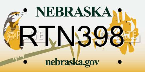 RTN398 Nebraska License Plate
