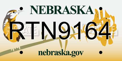 RTN9164 Nebraska License Plate