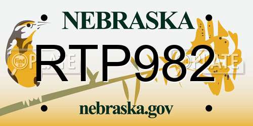RTP982 Nebraska License Plate