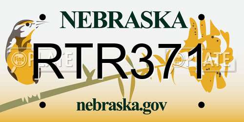 RTR371 Nebraska License Plate