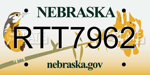 RTT7962 Nebraska License Plate