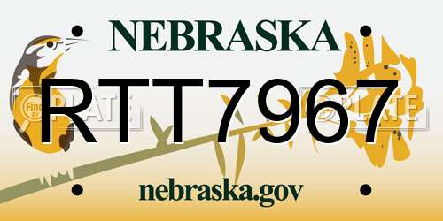 RTT7967 Nebraska License Plate