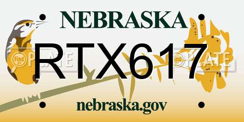 RTX617 Nebraska License Plate